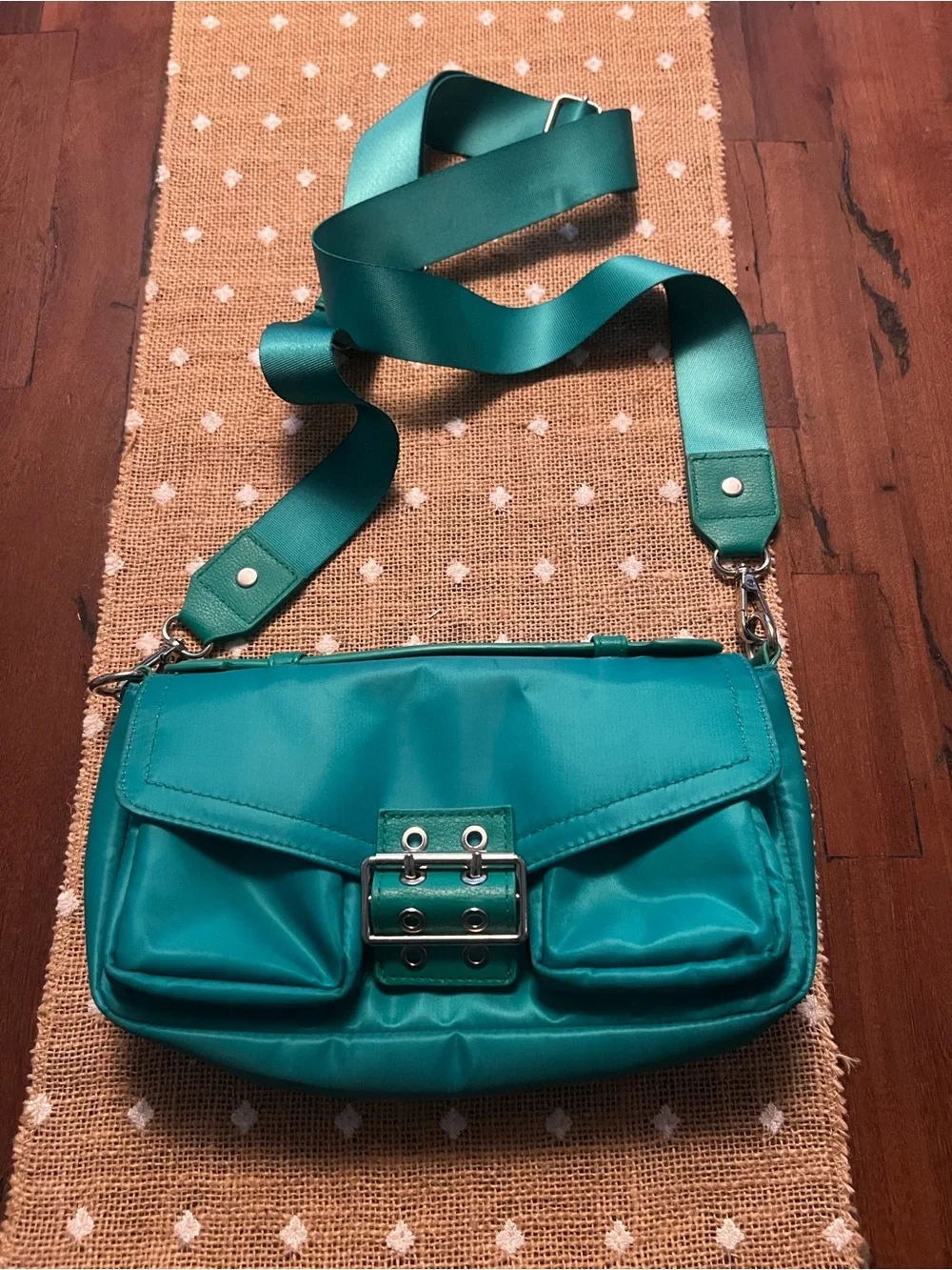 Madden NYC Green Crossbody Shoulder Bag with Buckle Detail very good condition